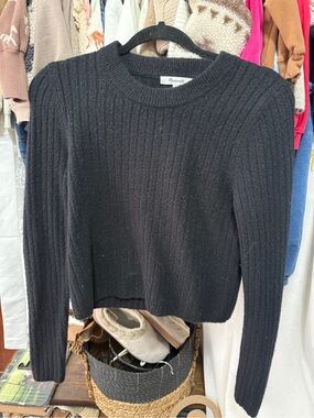 Madewell Black Ribbed Knit Sweater Top
